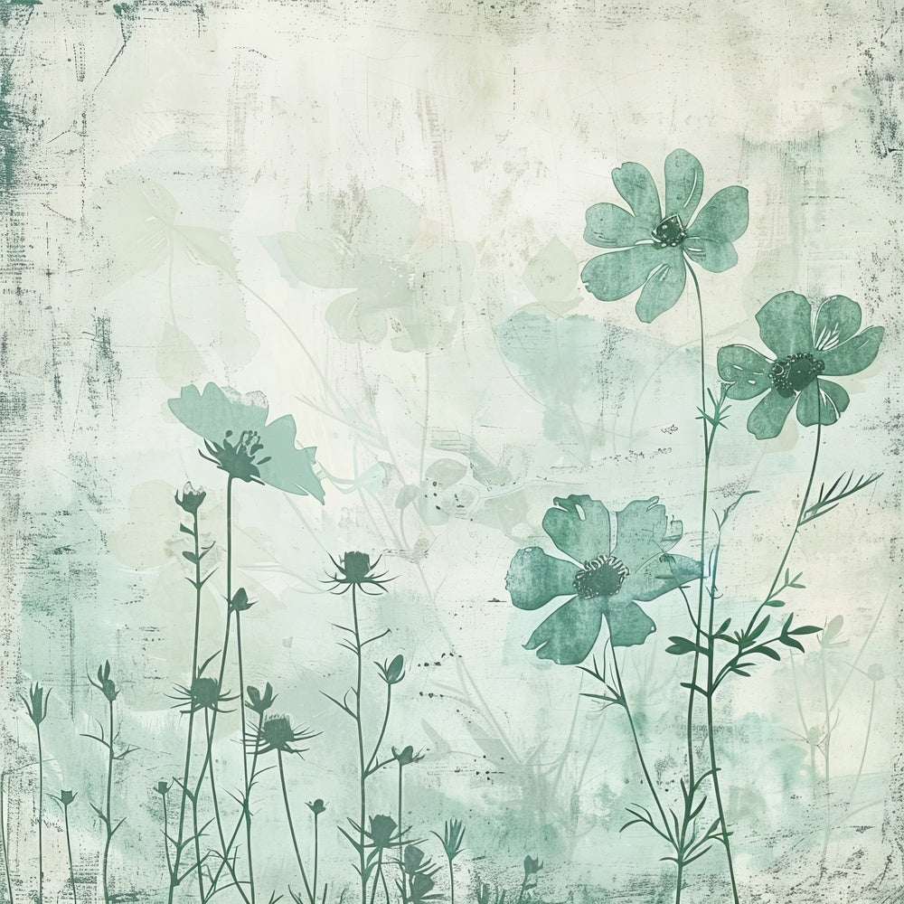 Teal Green Floral Digital Paper Pack (DDD003961)