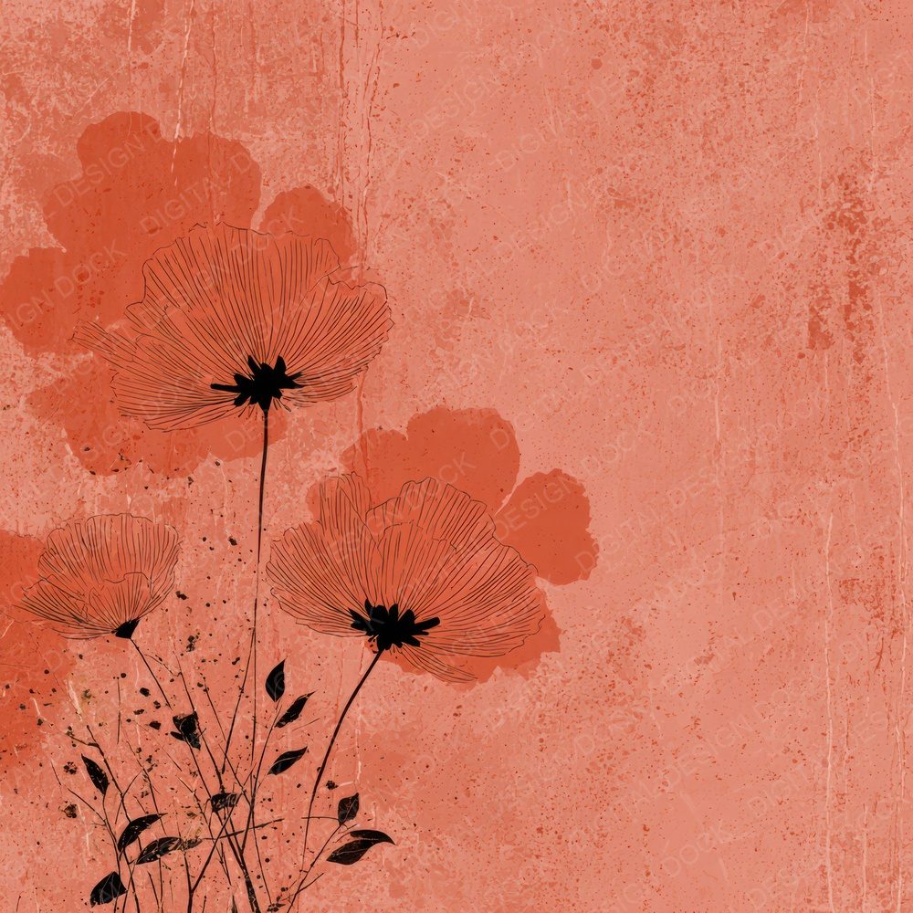 Terracotta Floral Block Background Digital Paper Pack (DDD007766)