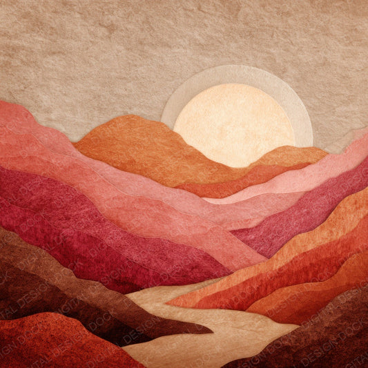 Terracotta Sun Boho Landscape Digital Paper Pack (DDD003987)