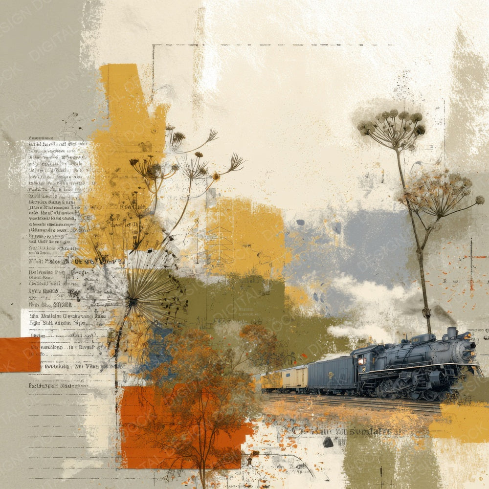 Train Seed Botanical Digital Paper Pack (DDD004044)