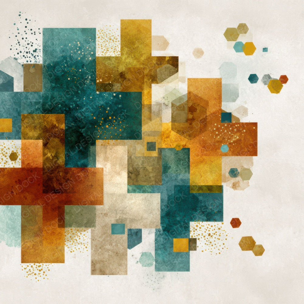 Tribal Cross Teal Ochre Digital Paper Pack (DDD004067)