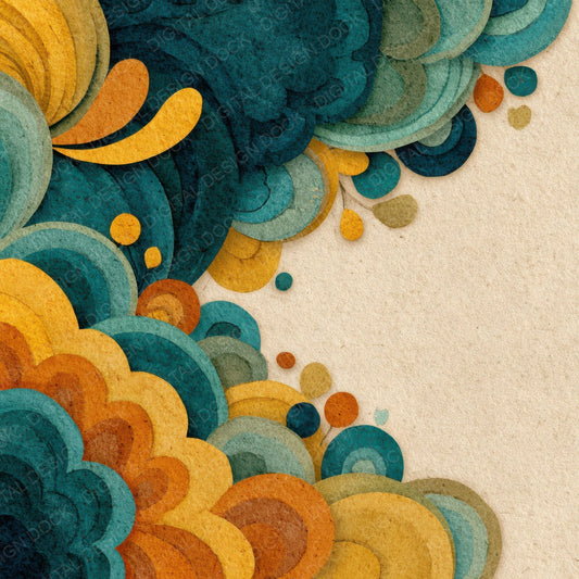Tribal Curl Wave Teal Mustard Digital Paper Pack (DDD004068)