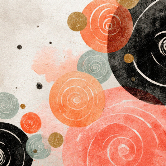 Tribal Spiral Coral Turquoise Digital Paper Pack (DDD004075)