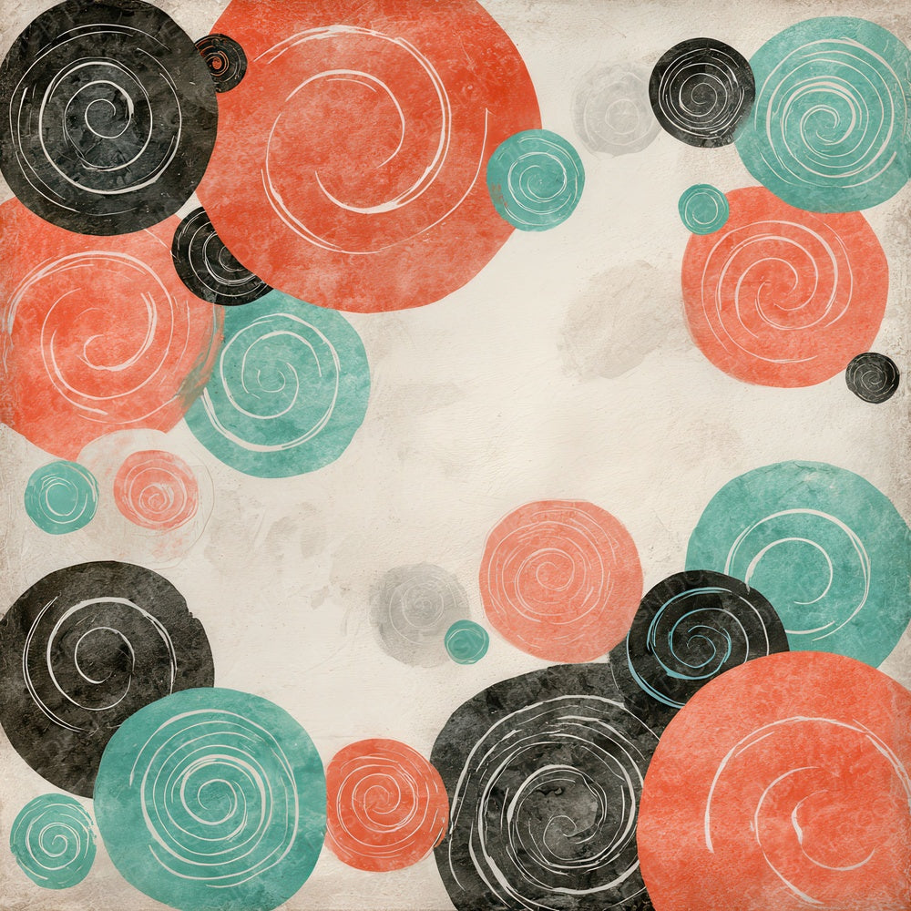 Tribal Spiral Coral Turquoise Digital Paper Pack (DDD004075)