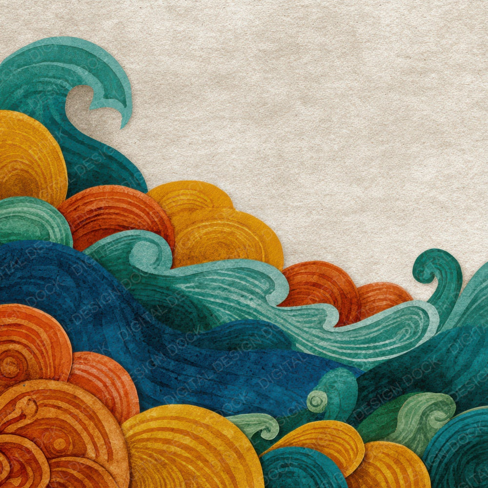 Tribal Wave Aqua Coral Digital Paper Pack (DDD004080)