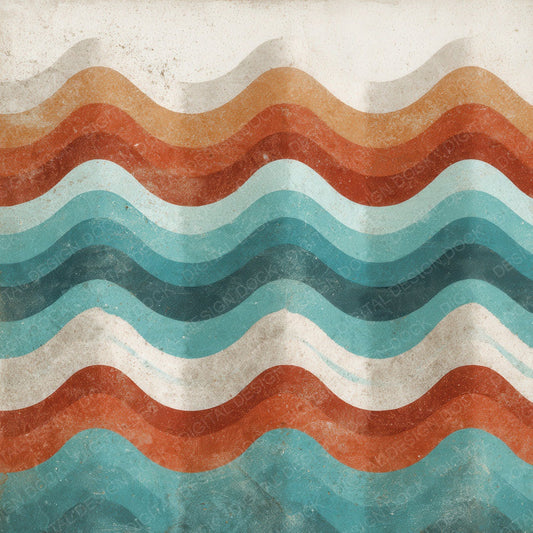 Tribal Wave Turquoise Red Digital Paper Pack (DDD004081)