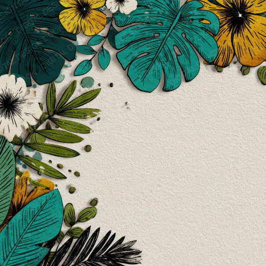 Tropical Floral Border Digital Paper Pack (DDD007885)