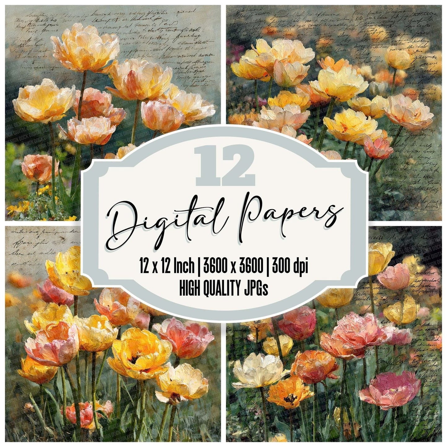 Tulip Field Van Gogh Digital Paper Pack (DDD007740)
