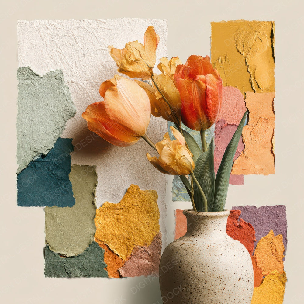 Tulip Vase Collage Digital Paper Pack (DDD004096)