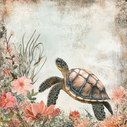 Turtle Sea Bloom Digital Paper Pack (DDD004106)
