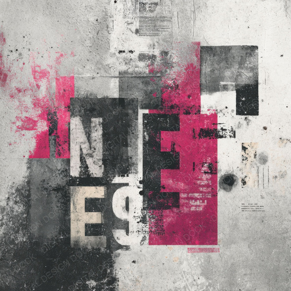 Type Misprint Magenta Grid Noise Digital Paper Pack (DDD004114)