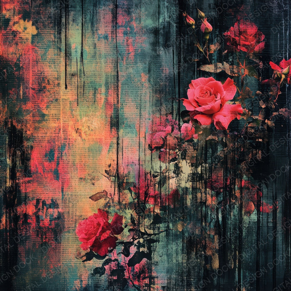 Urban Floral Grit Digital Paper Pack (DDD004126)