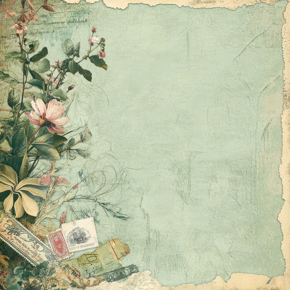 Victorian Decoupage Botanical Post Stamp Digital Paper Pack (DDD004169)