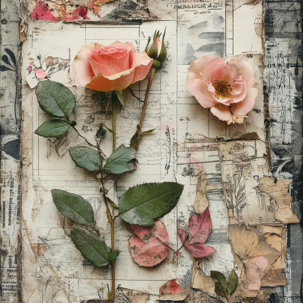 Victorian Decoupage Botanical Tag Digital Paper Pack (DDD004171)