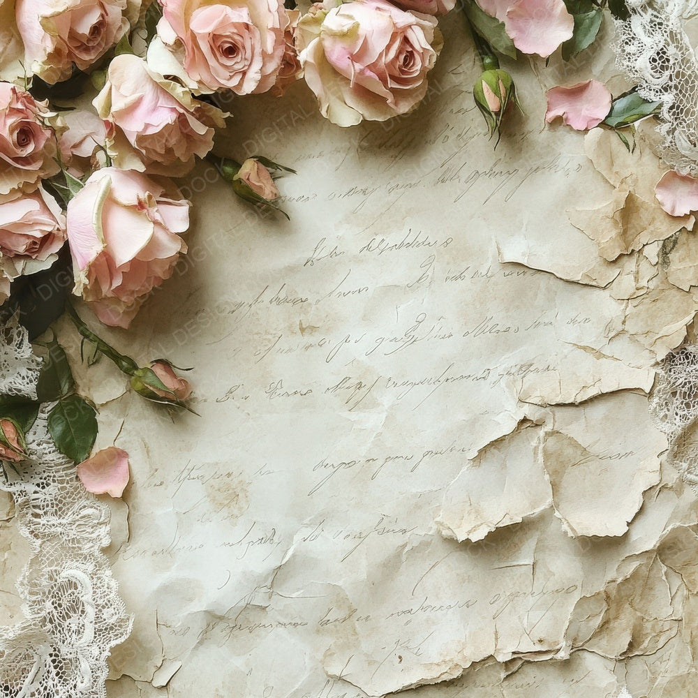 Victorian Decoupage Calling Card Rose Digital Paper Pack (DDD004175)