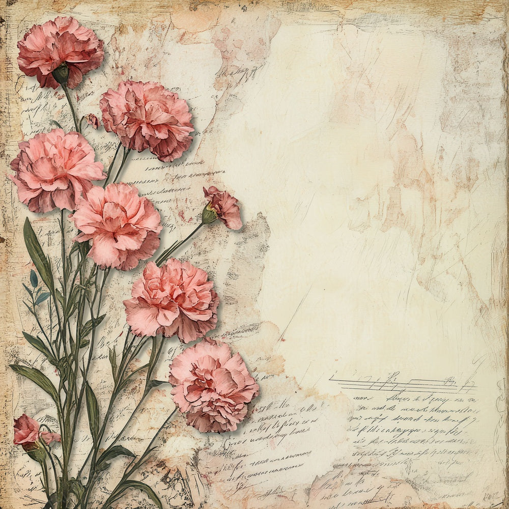 Victorian Decoupage Carnation French Label Digital Paper Pack (DDD004177)