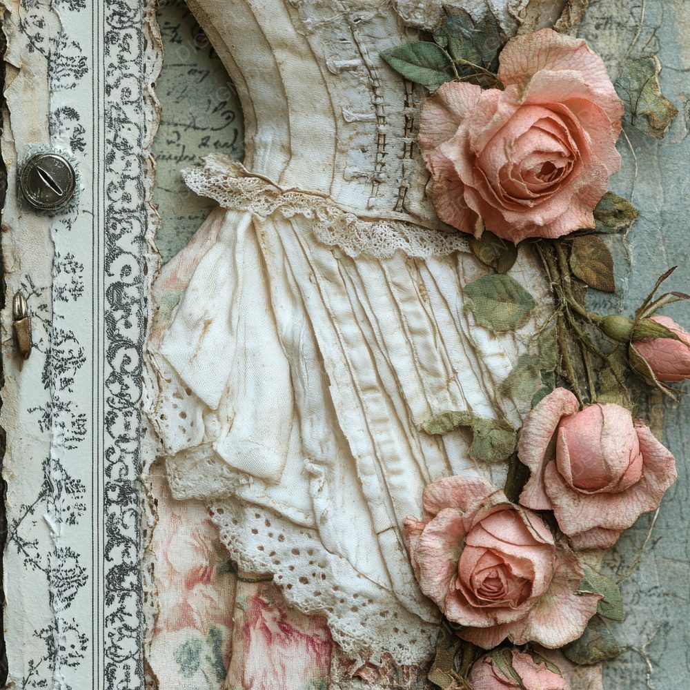 Victorian Decoupage Dressmaker Rose Digital Paper Pack (DDD004178)