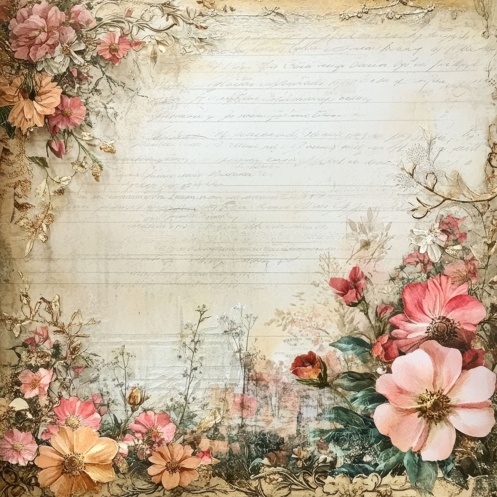 Victorian Decoupage Gold Frame Floral Scrap Digital Paper Pack (DDD004182)