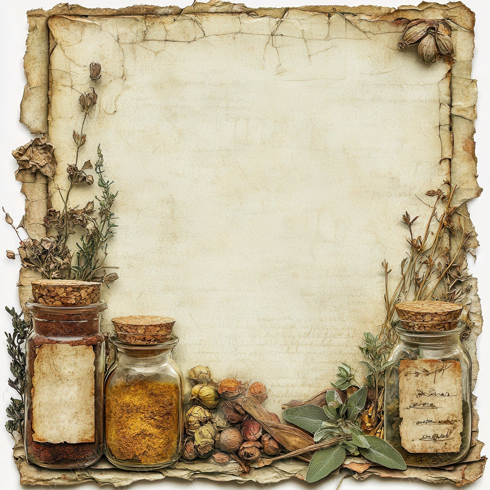 Victorian Decoupage Kitchen Herbal Scrap Digital Paper Pack (DDD004185)