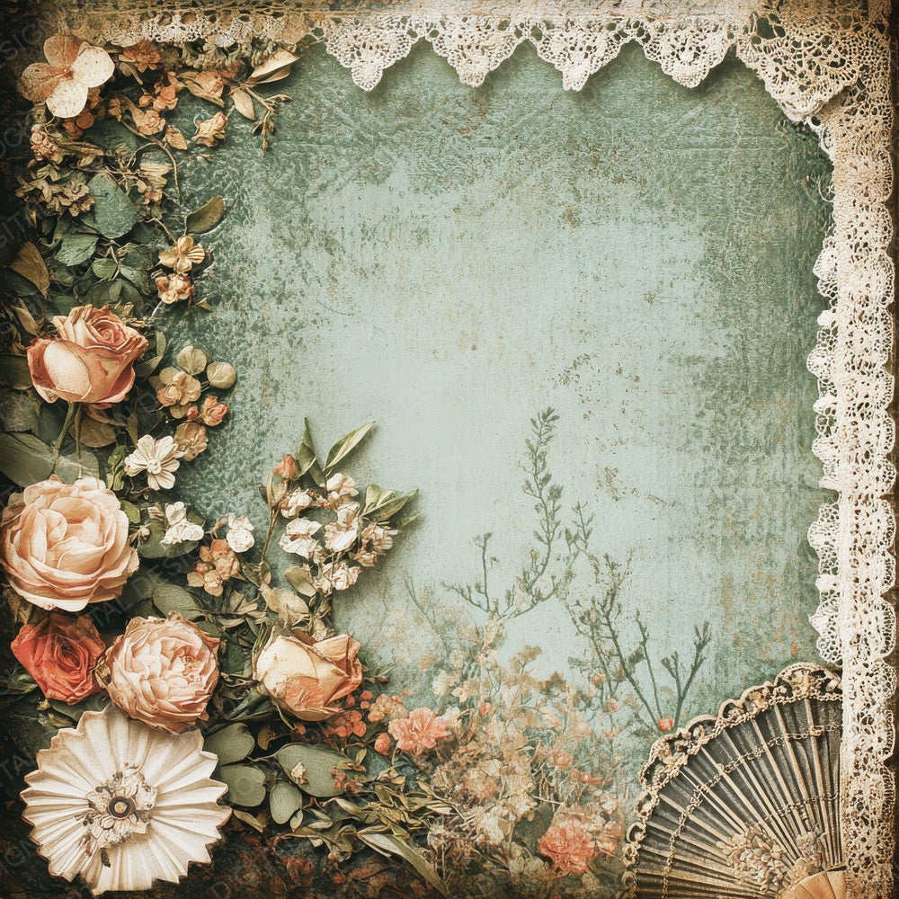 Victorian Decoupage Lace Fan Dance Digital Paper Pack (DDD004186)