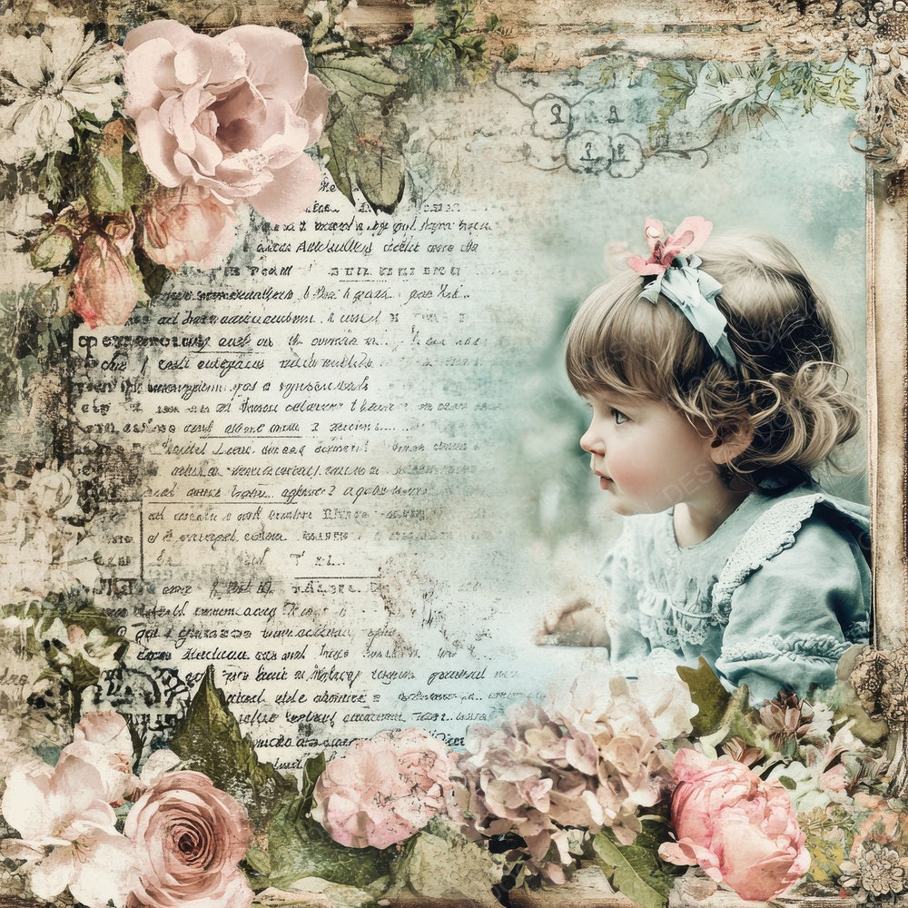 Victorian Decoupage Nursery Page Fragment Digital Paper Pack (DDD004194)