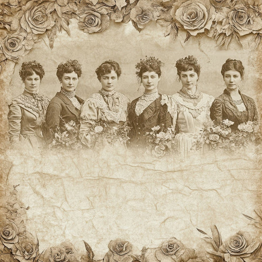 Victorian Decoupage Portrait Rose Collage Digital Paper Pack (DDD004200)