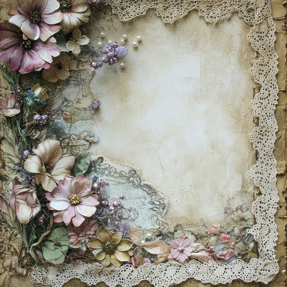 Victorian Decoupage Sewing Lace Floral Digital Paper Pack (DDD004208)