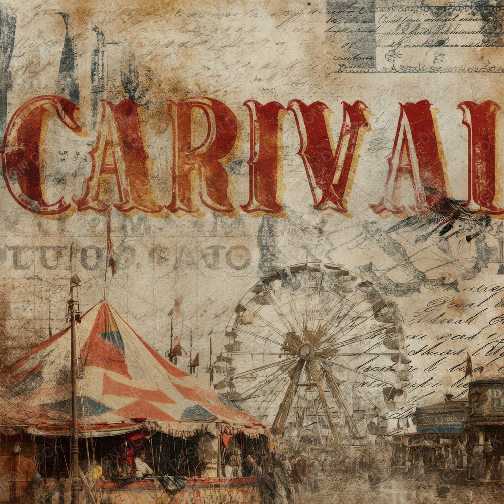 Vintage Carnival Poster Background Digital Paper Pack (DDD008876)