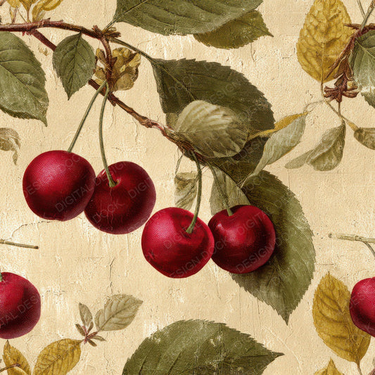 Vintage Cherry Label Digital Paper Pack (DDD008656)