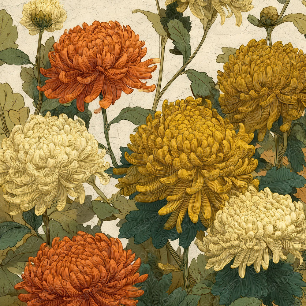 Vintage Chrysanthemum Overlay Digital Paper Pack (DDD008672)