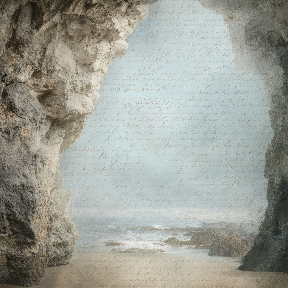Vintage Coastal Cave Opening Scene Digital Paper Pack (DDD012295)