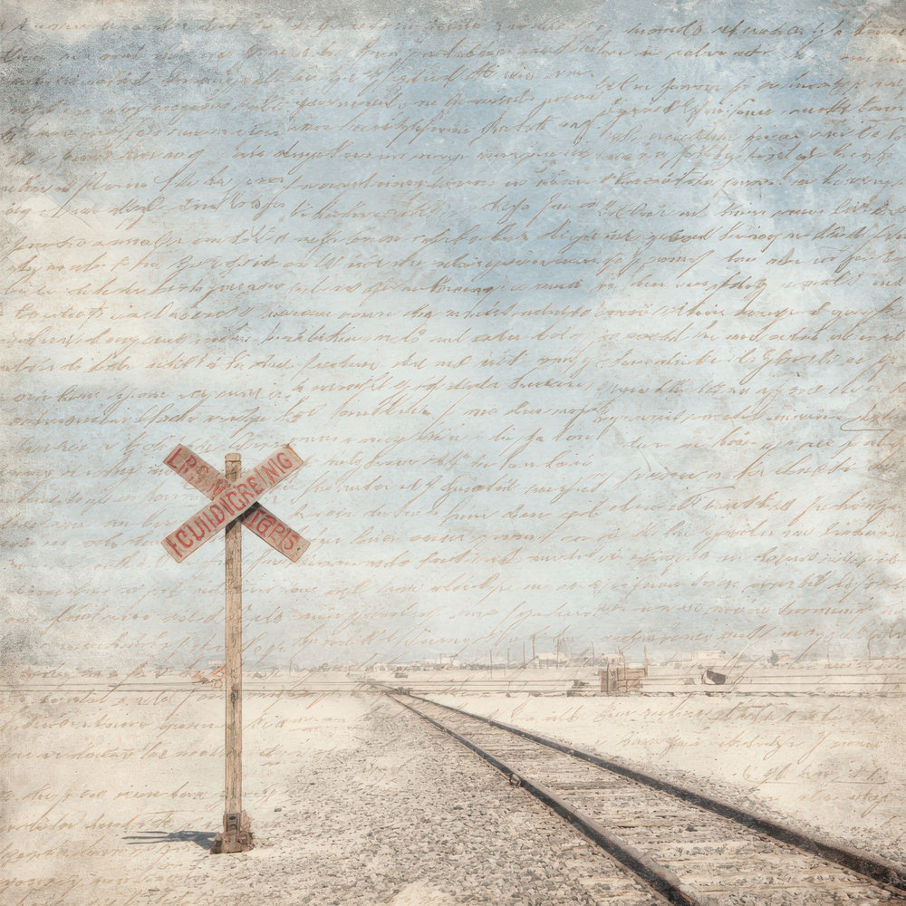 Vintage Desert Railway Crossing Scene Digital Paper Pack (DDD012298)
