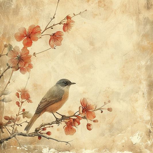 Vintage Digital Paper Birds Flowers Digital Paper Pack (DDD004237)