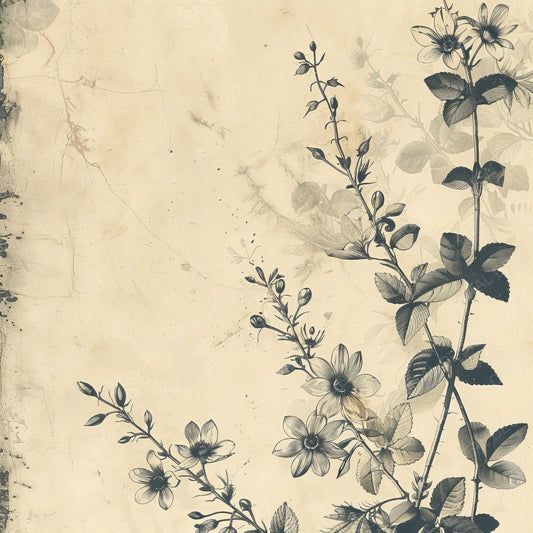 Vintage Digital Paper Black Floral Digital Paper Pack (DDD004238)