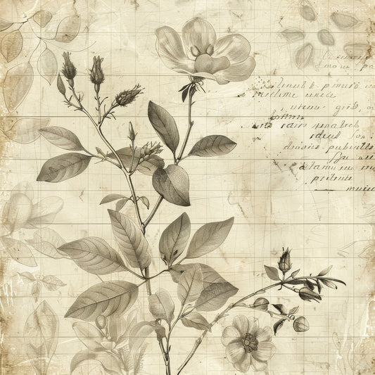 Vintage Digital Paper Botanical Script Digital Paper Pack (DDD004240)