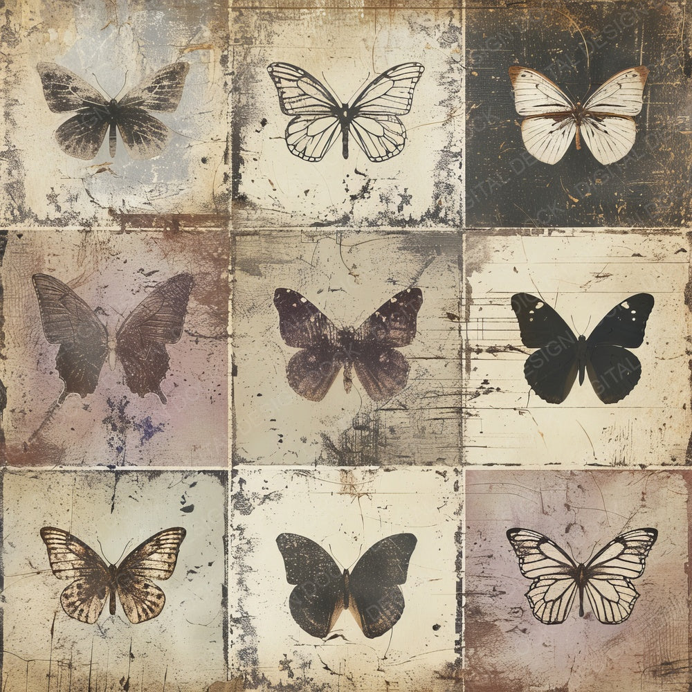Vintage Digital Paper Butterflies Digital Paper Pack (DDD004242)