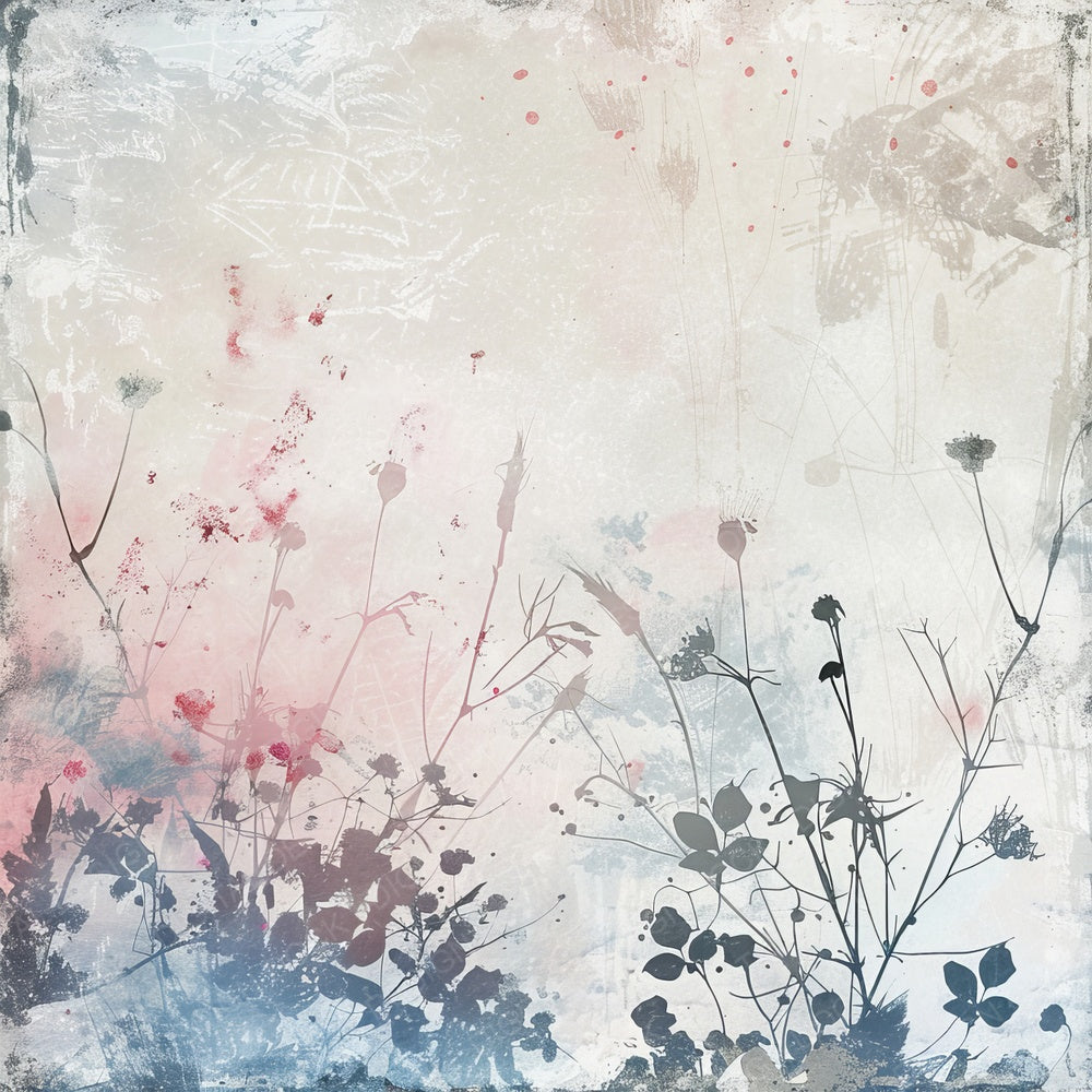 Vintage Digital Paper Floral Ink Splash Digital Paper Pack (DDD004251)