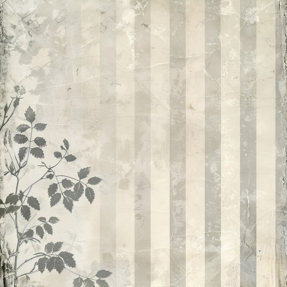 Vintage Digital Paper Light Grey Floral Stripes Digital Paper Pack (DDD004261)