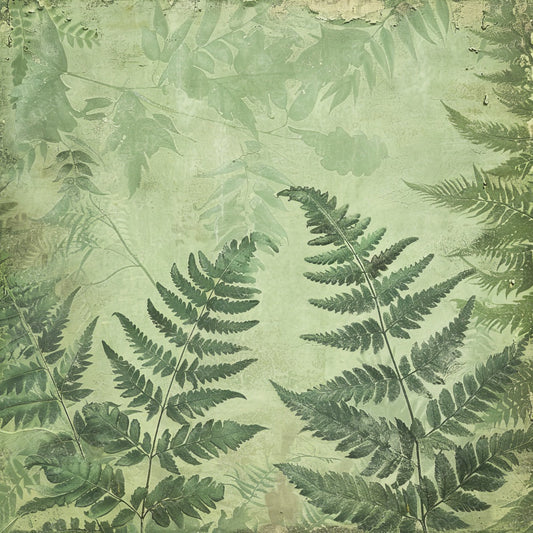 Vintage Digital Paper Muted Green Ferns Digital Paper Pack (DDD004264)