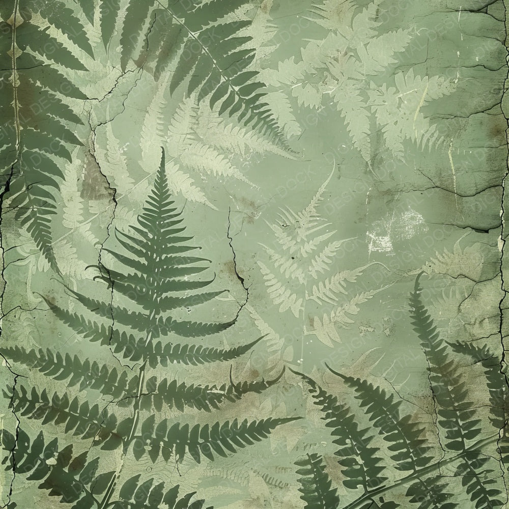 Vintage Digital Paper Muted Green Ferns Digital Paper Pack (DDD004264)