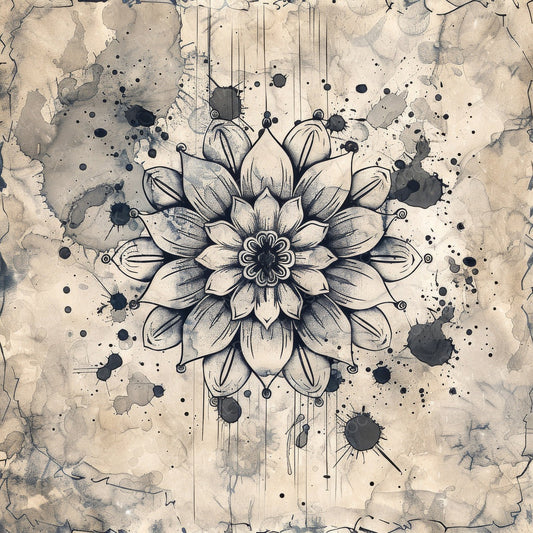 Vintage Digital Paper Navy Ink Mandala Digital Paper Pack (DDD004268)