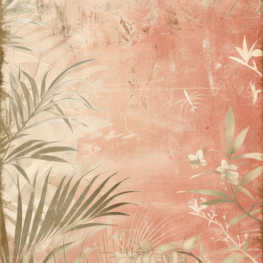 Vintage Digital Paper Pastel Pink Tropical Digital Paper Pack (DDD004274)