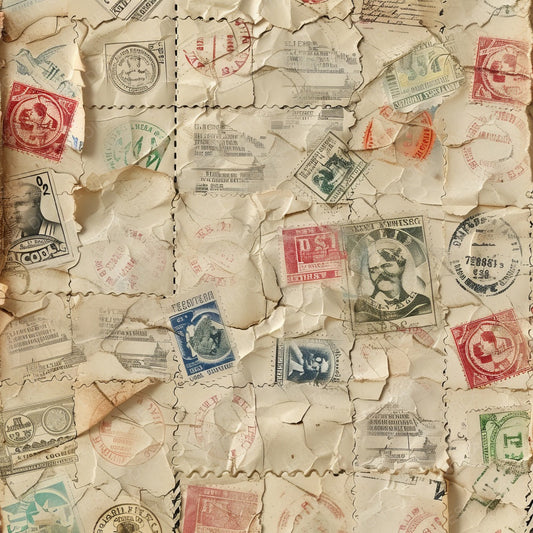 Vintage Digital Paper Postage Stamps Digital Paper Pack (DDD004276)