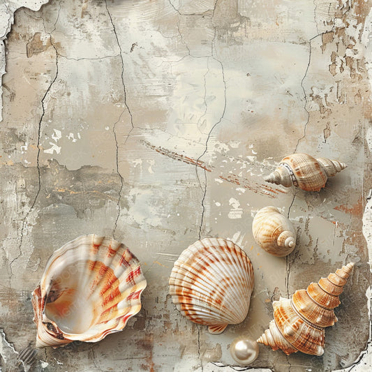 Vintage Digital Paper Seashells Digital Paper Pack (DDD004281)