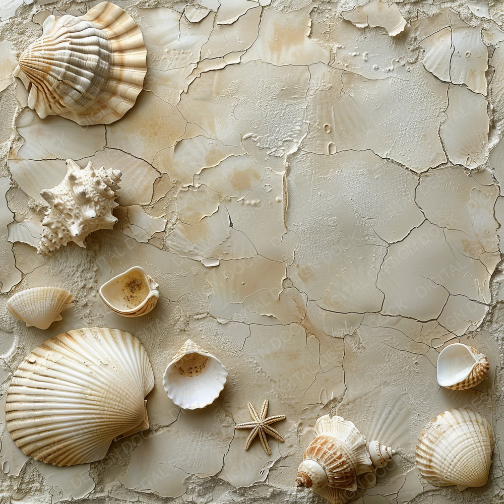 Vintage Digital Paper Seashells Digital Paper Pack (DDD004281)