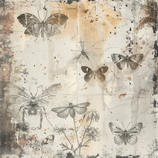 Vintage Digital Paper Vintage Insect Diagram Digital Paper Pack (DDD004292)