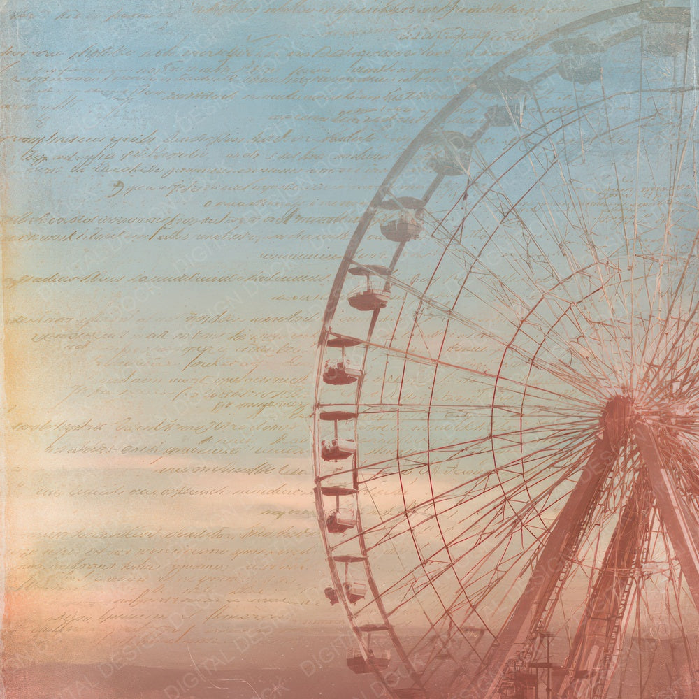 Vintage Ferris Wheel Fairground Scene Digital Paper Pack (DDD012215)