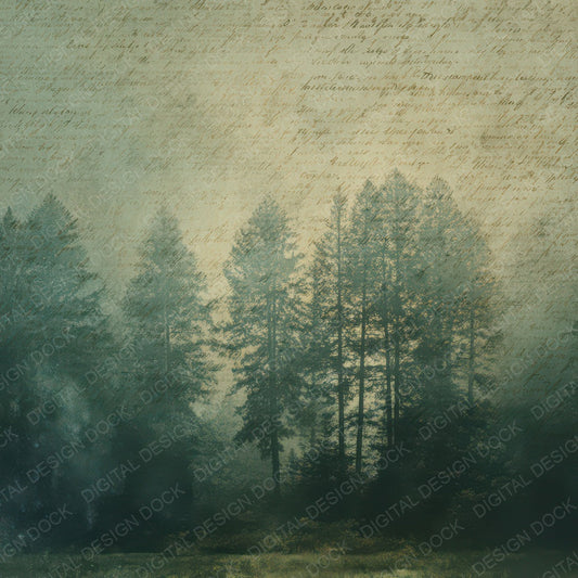 Vintage Forest Clearing Dusk Scene Digital Paper Pack (DDD012322)