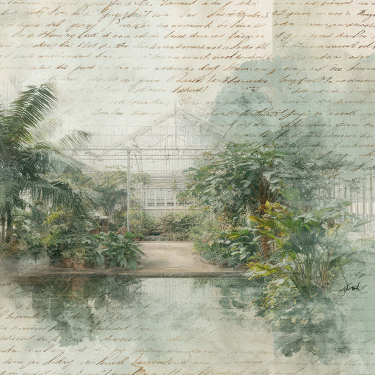 Vintage Greenhouse Interior Scene Digital Paper Pack (DDD008841)
