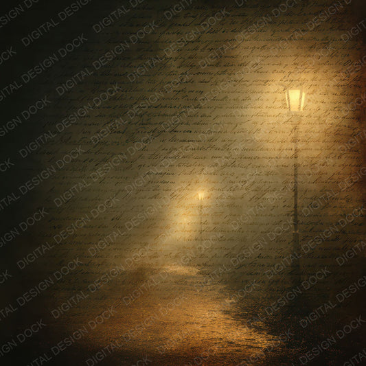 Vintage Lantern Path Night Scene Digital Paper Pack (DDD012323)